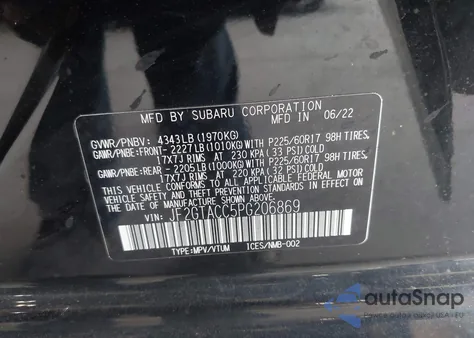 2023 Subaru Crosstrek Premium z USA, uszkodzony, nr VIN JF2GTACC5PG206869